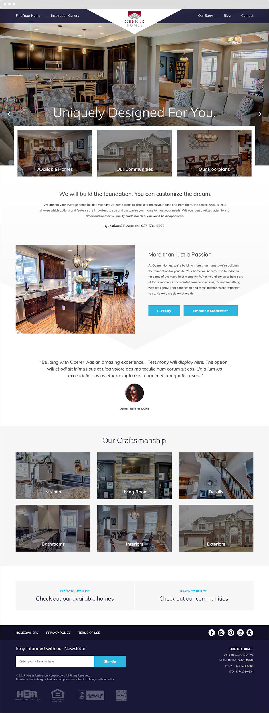 Oberer Homes Responsive Website Design