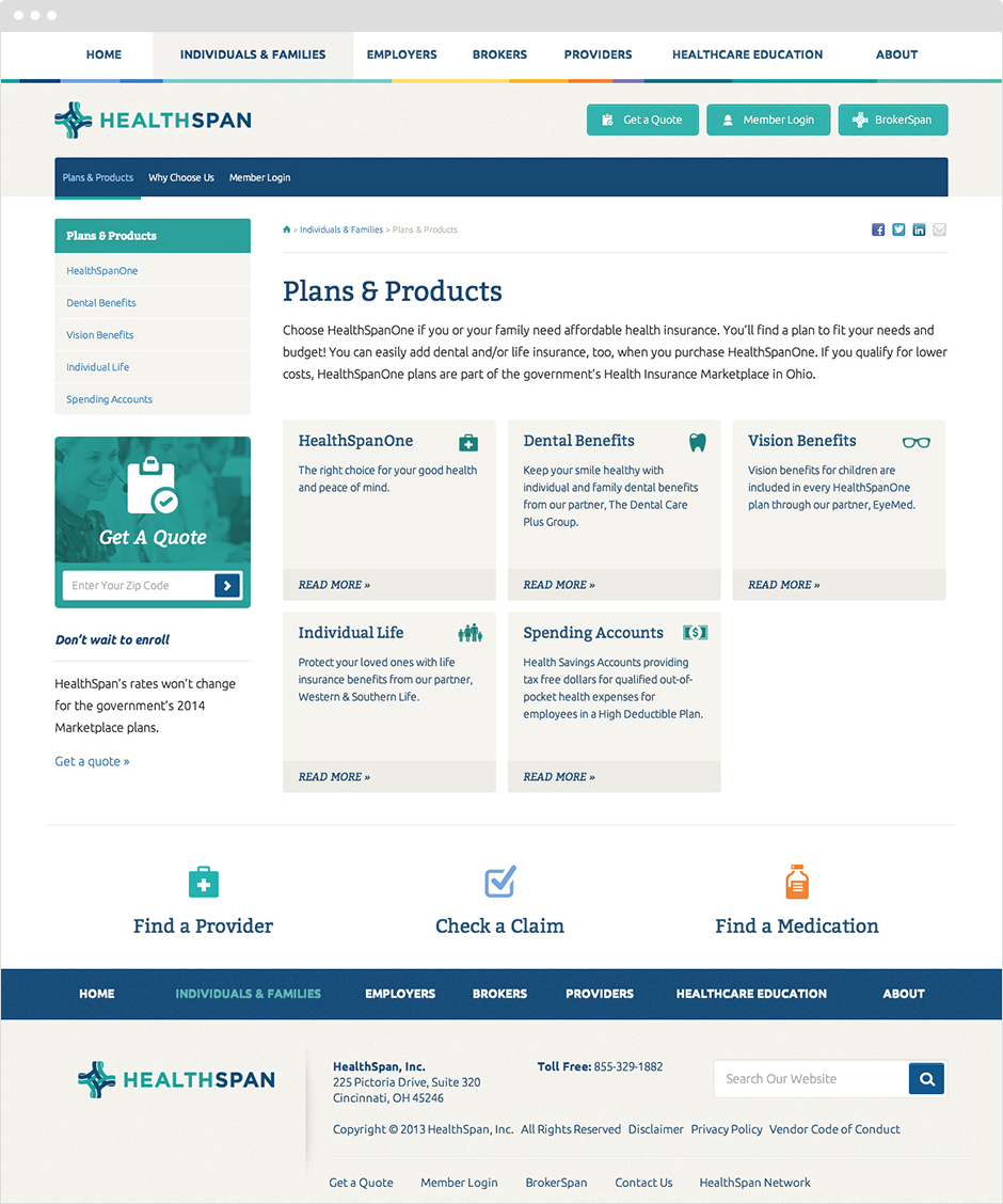 HealthSpan Insurance Website Design and ExpressionEngine Development