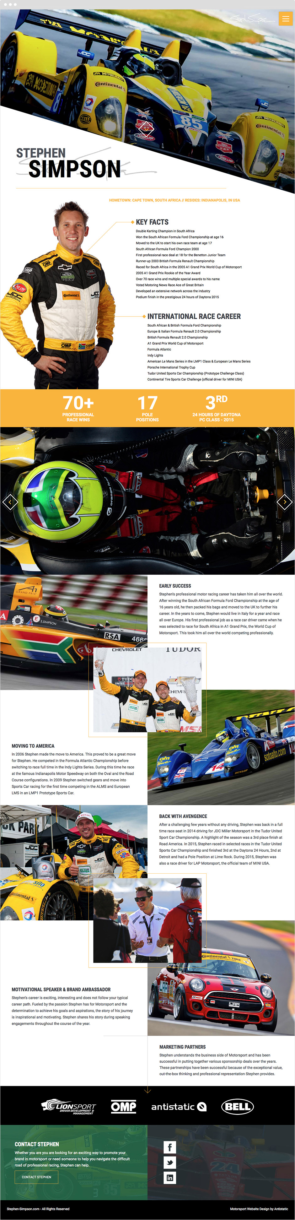 Responsive ExpressionEngine Web Design for Racing Driver Stephen Simpson