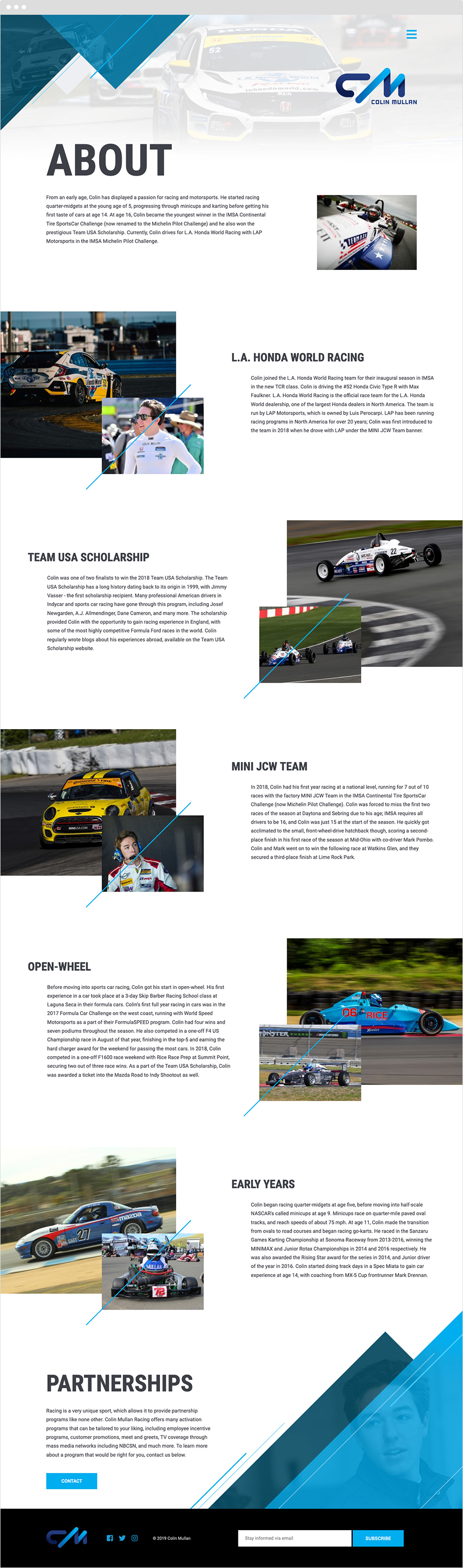 Colin Mullan Racing Brand and Website Design