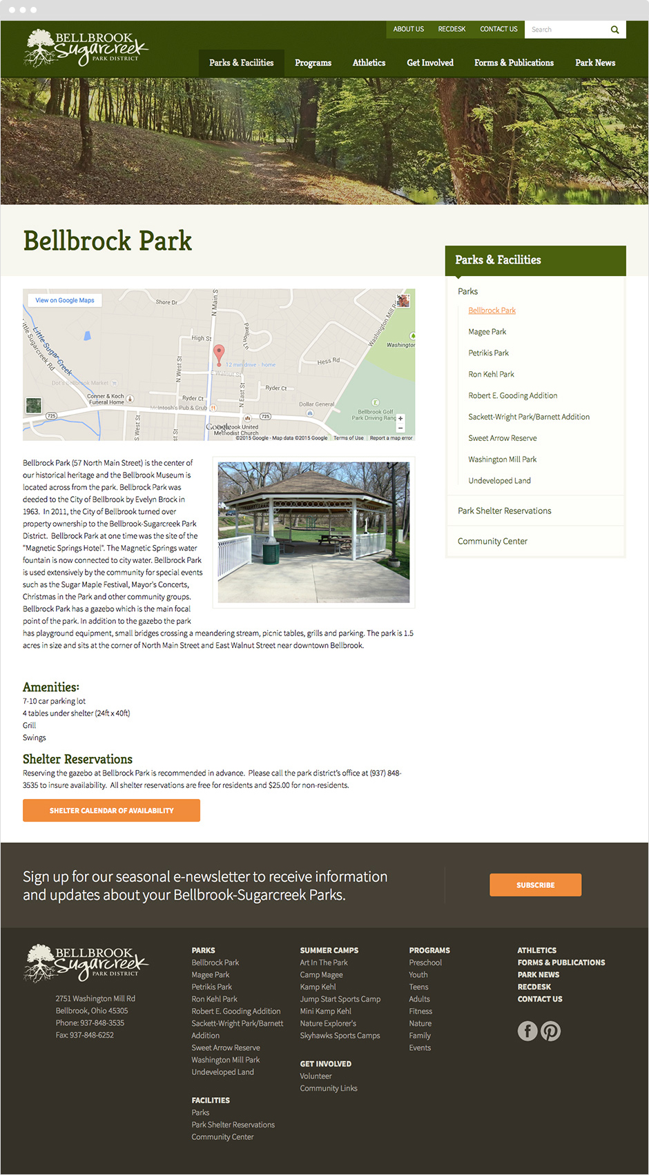Bellbrook-Sugarcreek Park District Web Design