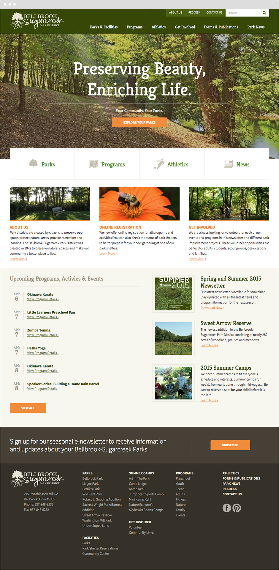 Bellbrook-Sugarcreek Park District Responsive ExpressionEngine Website Redesign