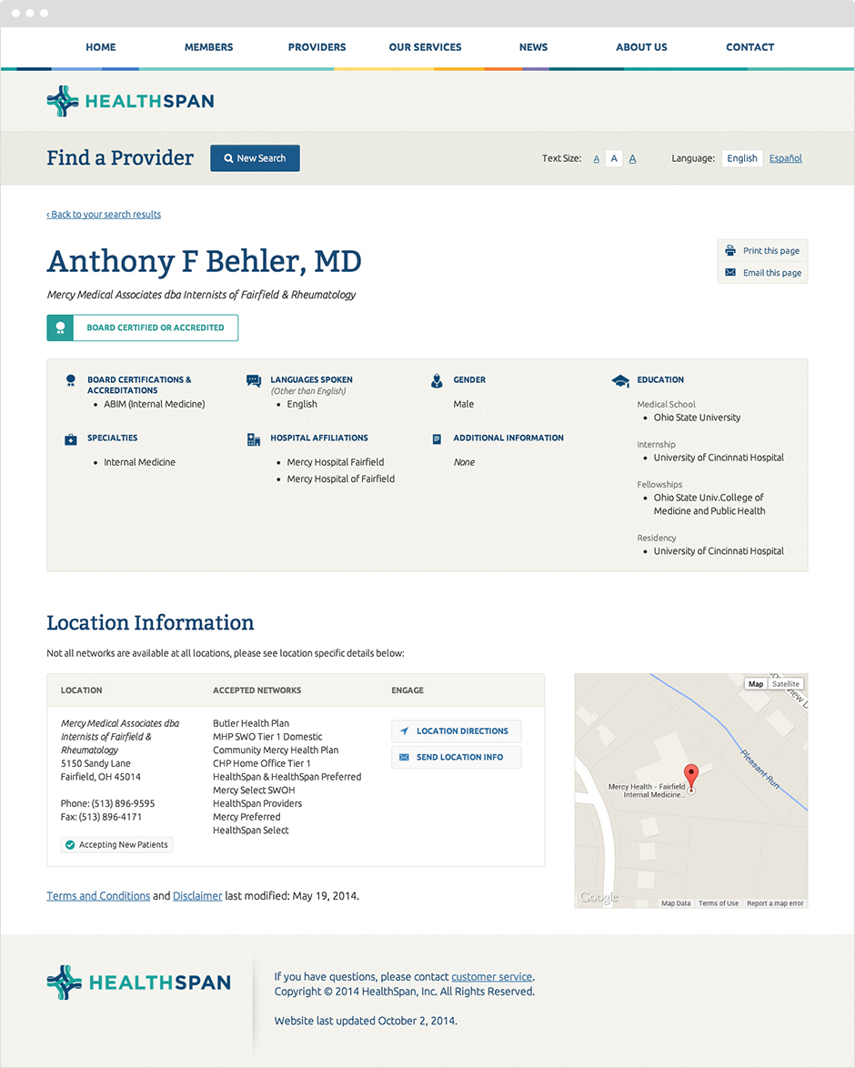 Physician Profile Screen Design