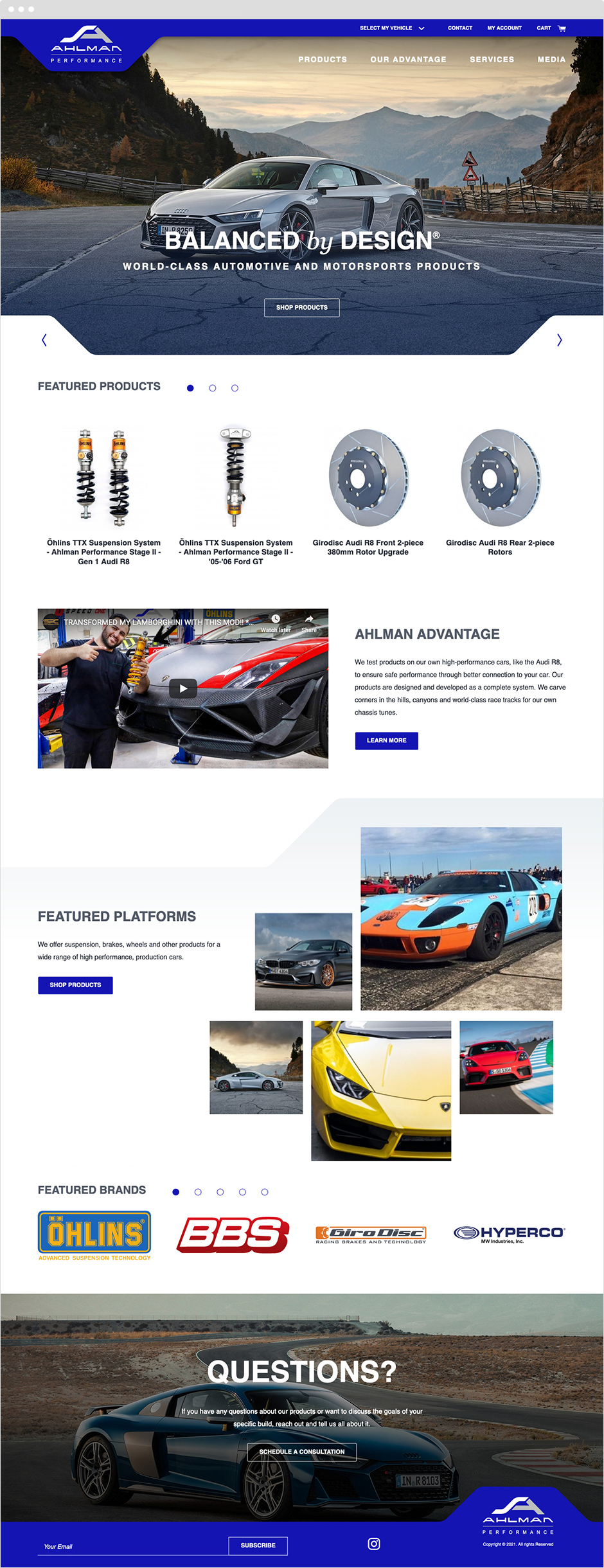 Ahlman Performance Homepage UI Design