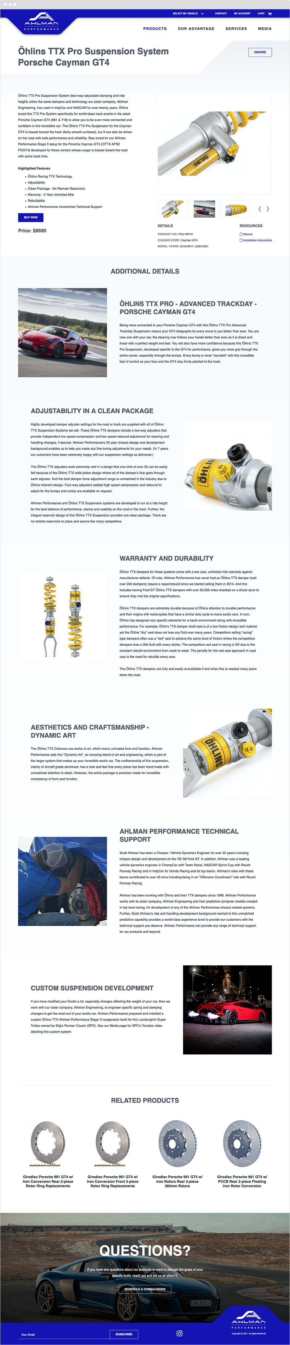 Ahlman Performance Custom Designed Craft CMS Website