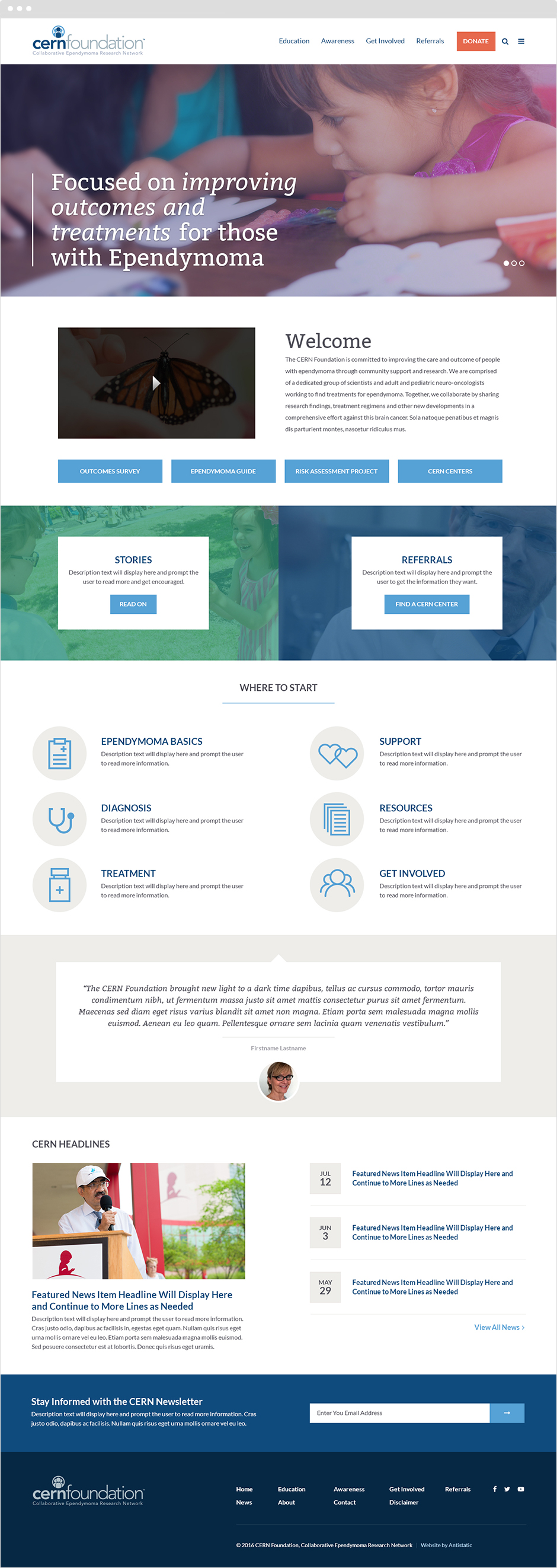 CERN Cancer Research Foundation Responsive ExpressionEngine Website User Interface Design