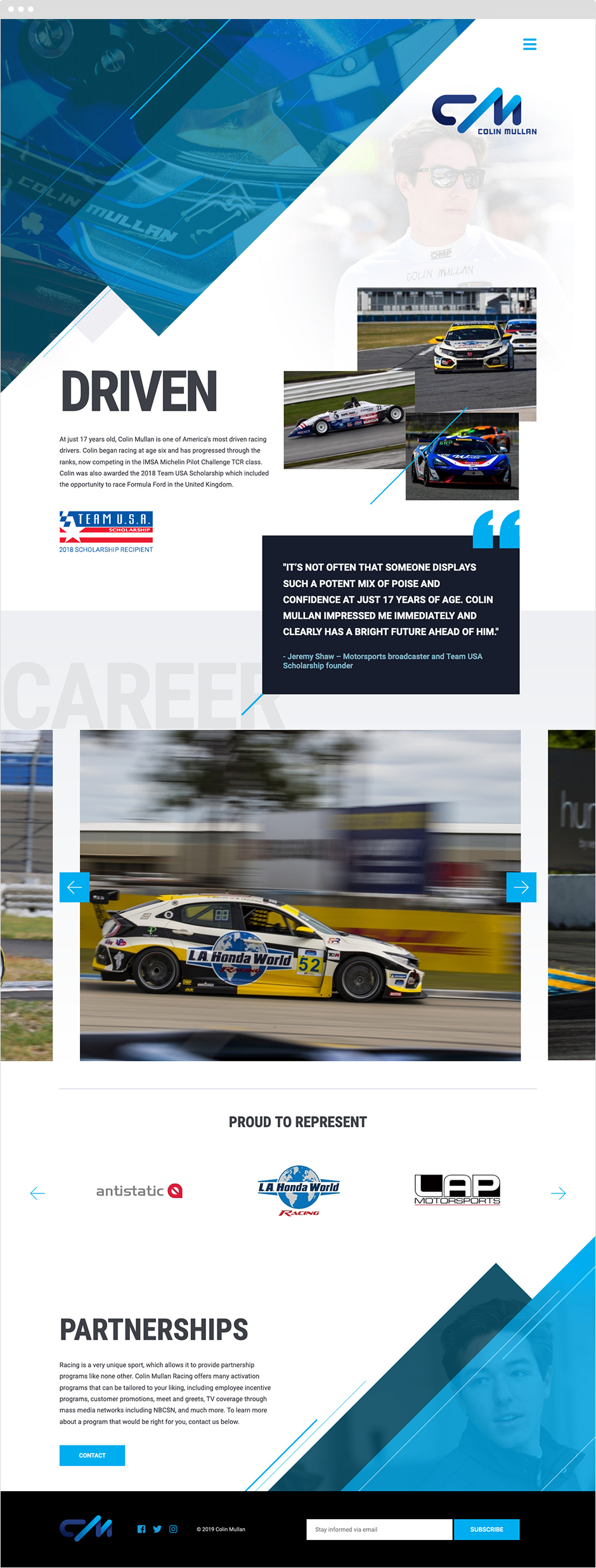 Colin Mullan Racing Brand and Website Design