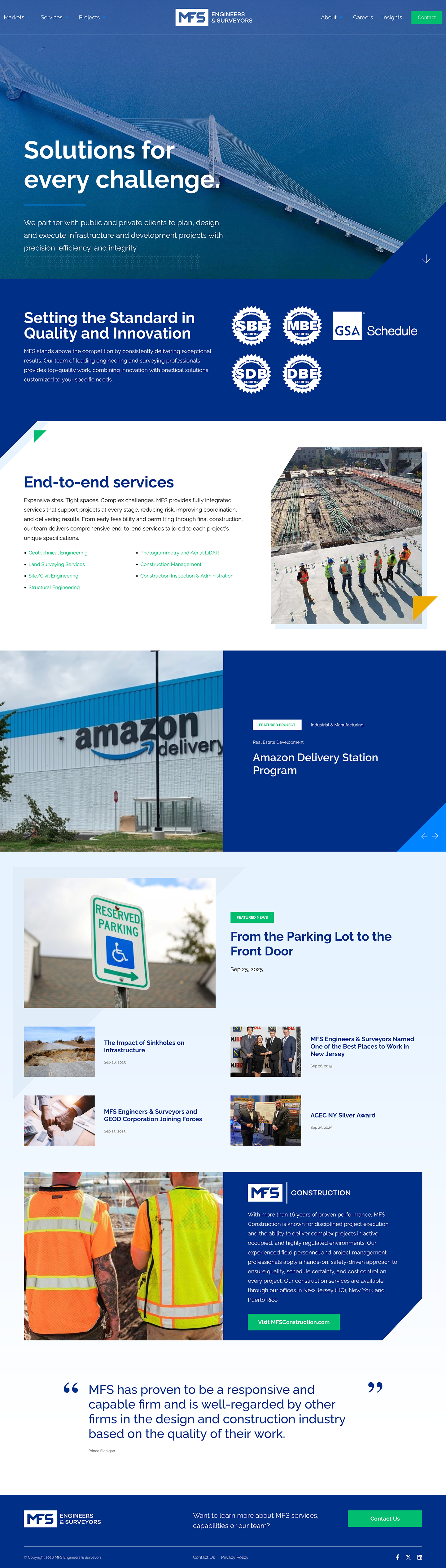 MFS Engineers Website Homepage Design