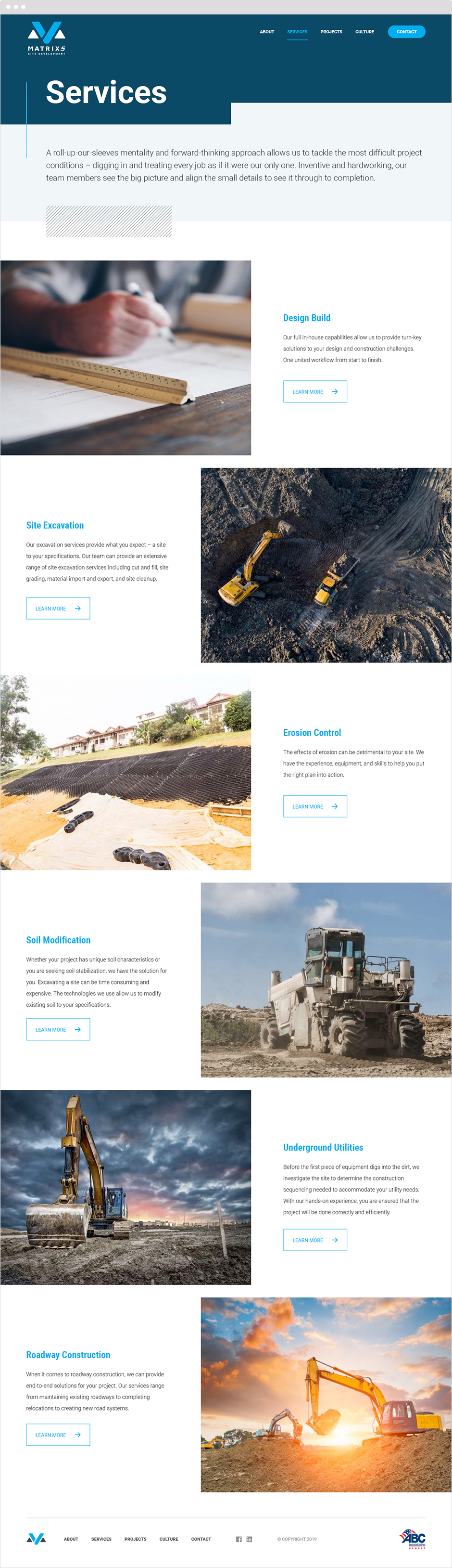 Matrix5 Services Page Design