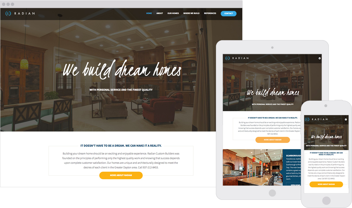 Radian Custom Home Builders Responsive ExpressionEngine Website Design