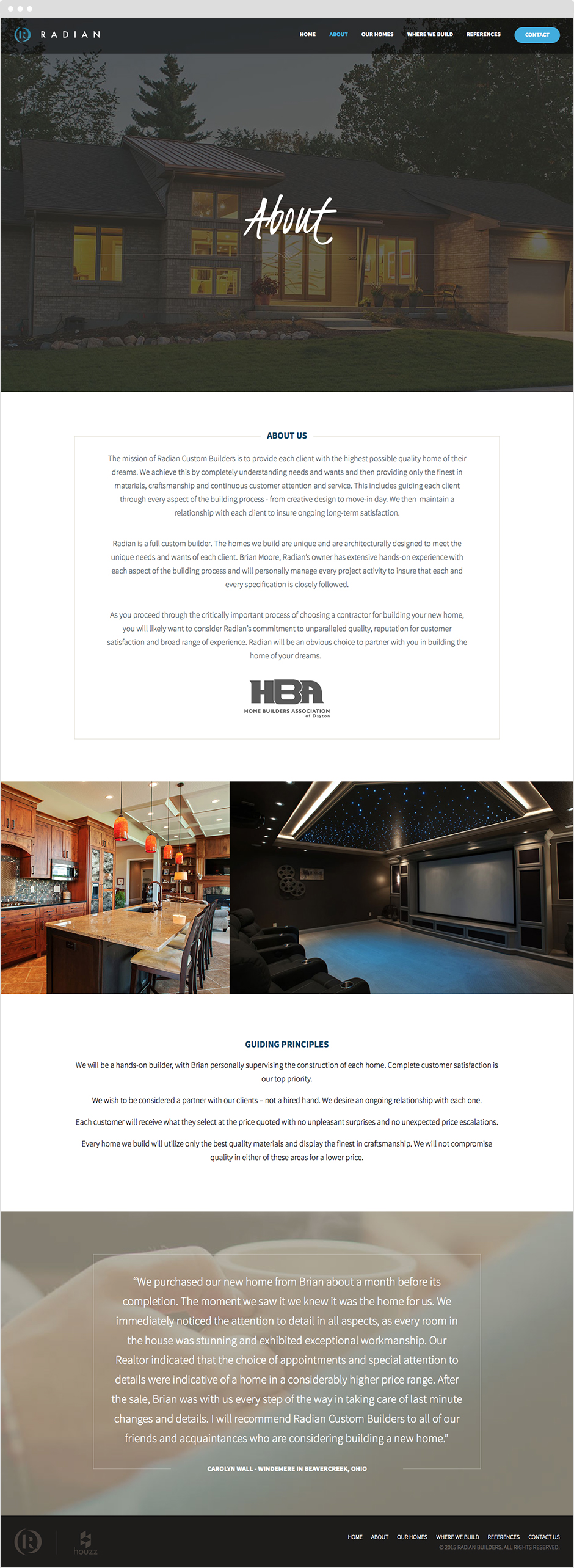 Radian Custom Home Builders Responsive Web Design