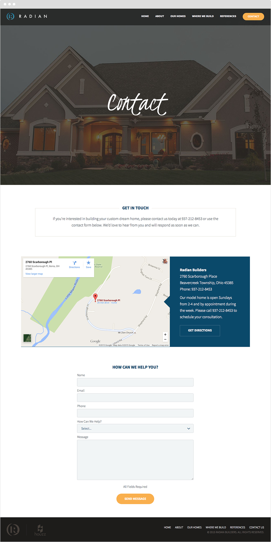 Custom website design and development for Radian Home Builders on EECMS