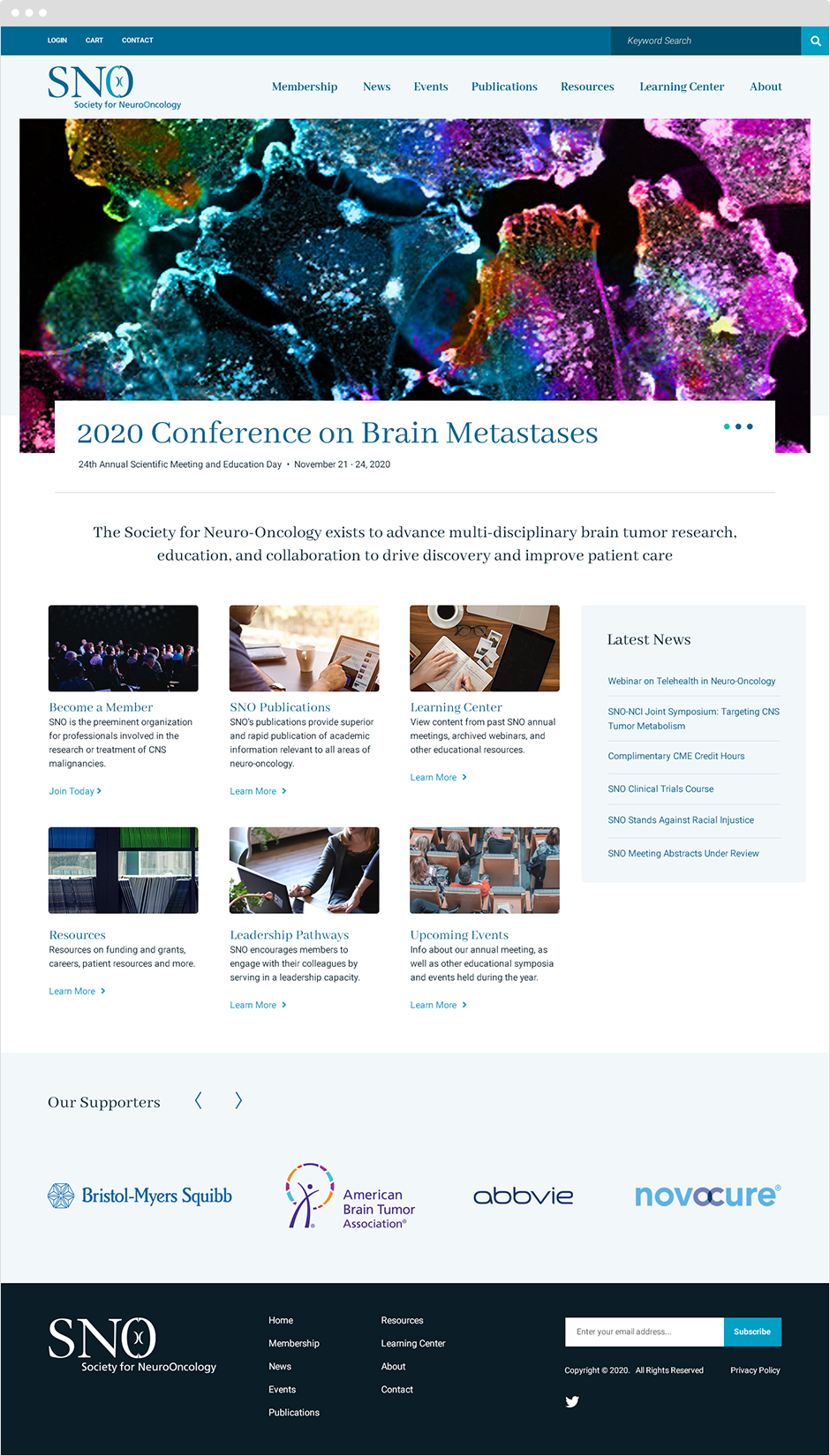 Homepage UI Design Society for Neuro-Oncology
