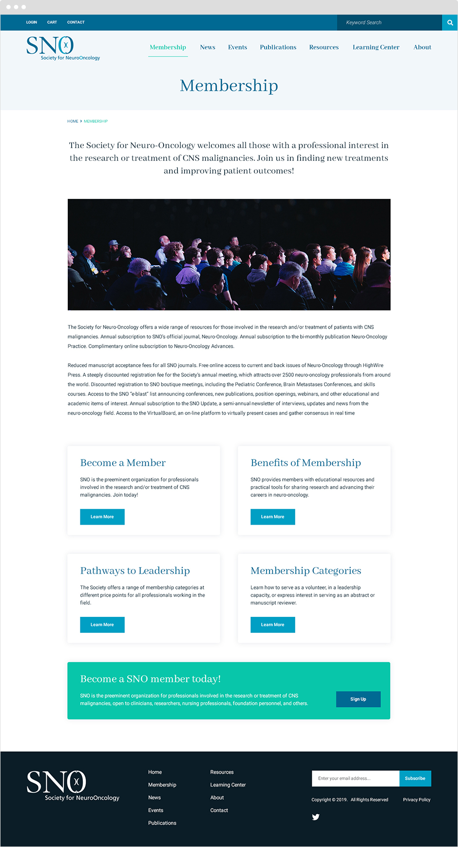 Landing Page Design for Society for Neuro-Oncology