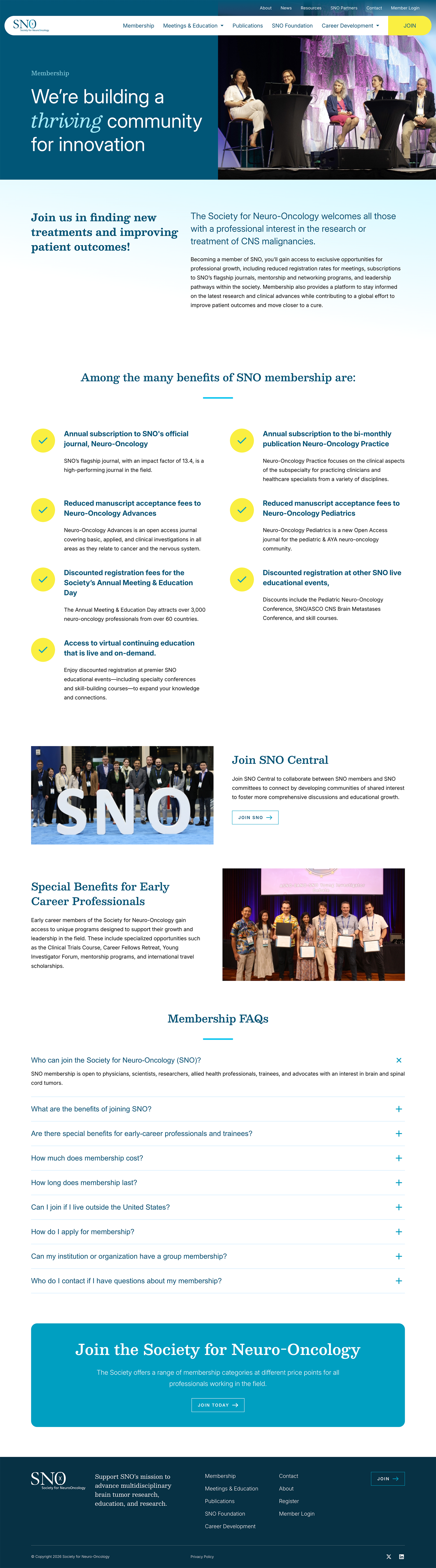 SNO Website Membership Page Design