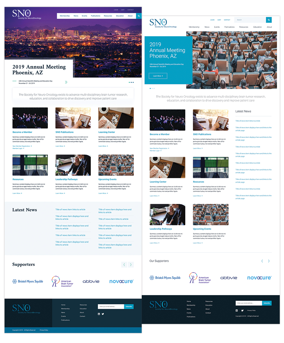 User Interface design concepts for Society for Neuro-Oncology