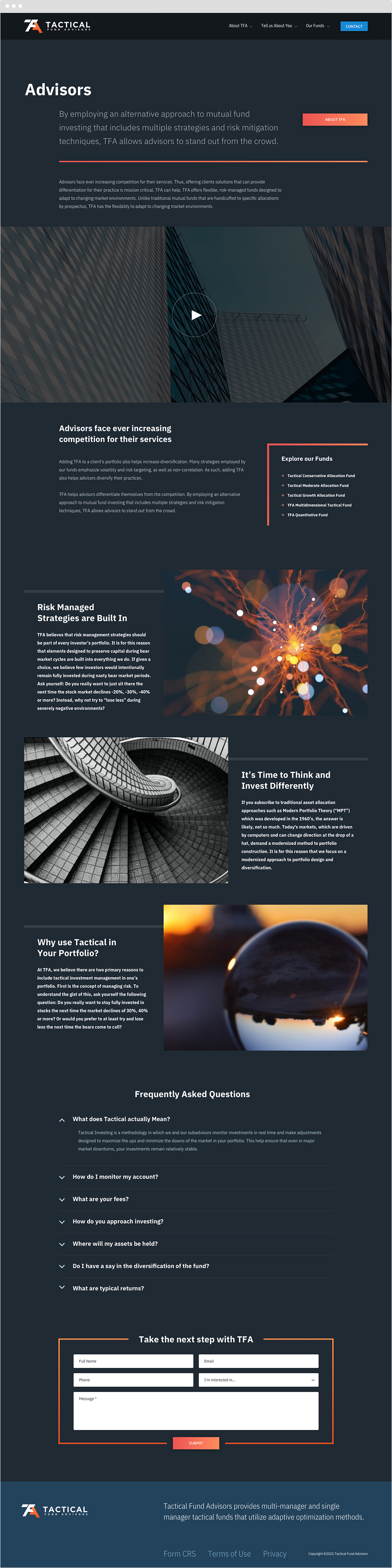 Tactical Fund Advisors custom branding and website design