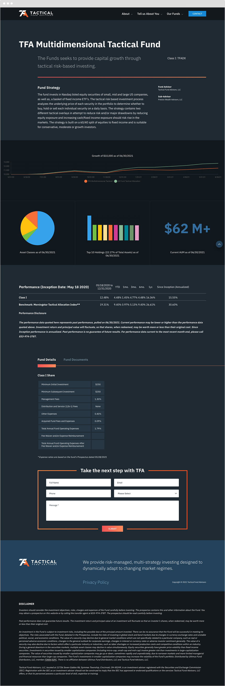 Tactical Fund Advisors custom website design for financial institution