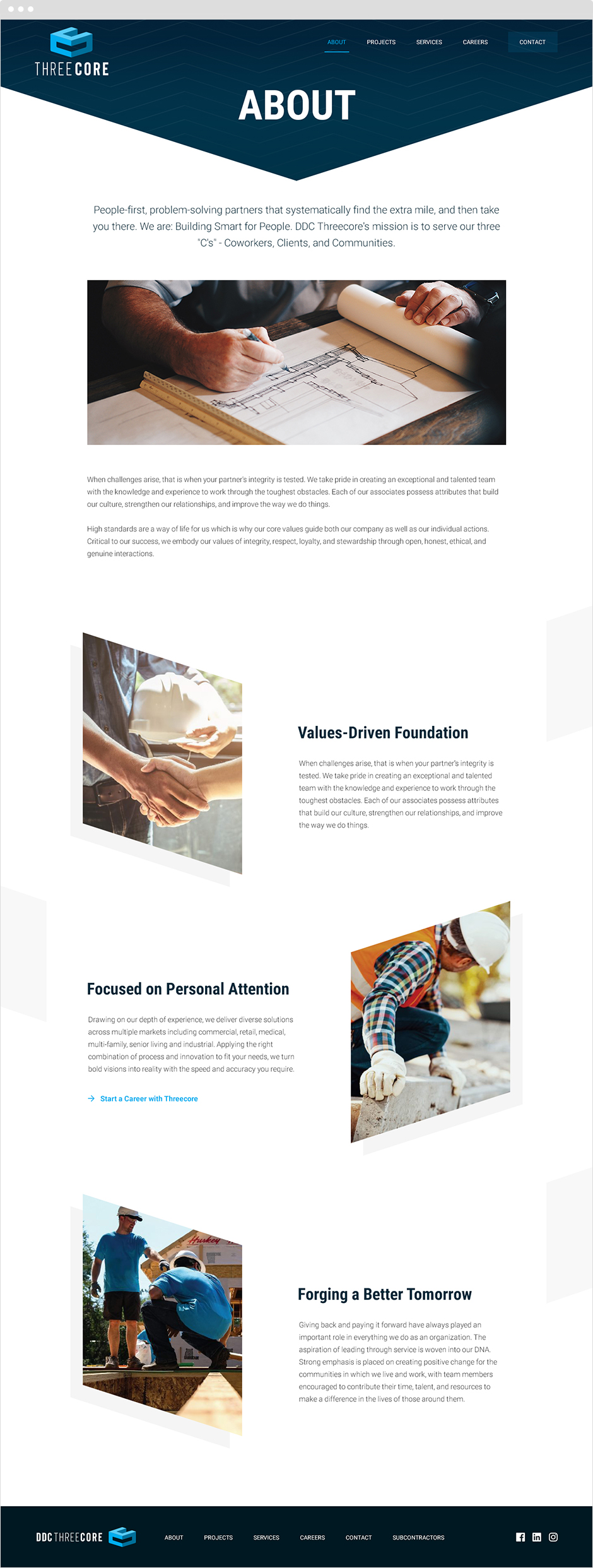 Threecore About Page Design