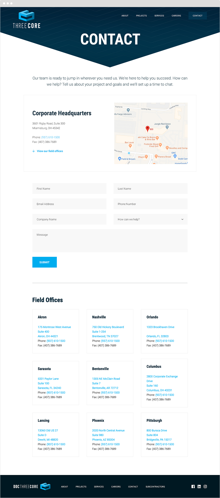 Threecore Contact Page Design