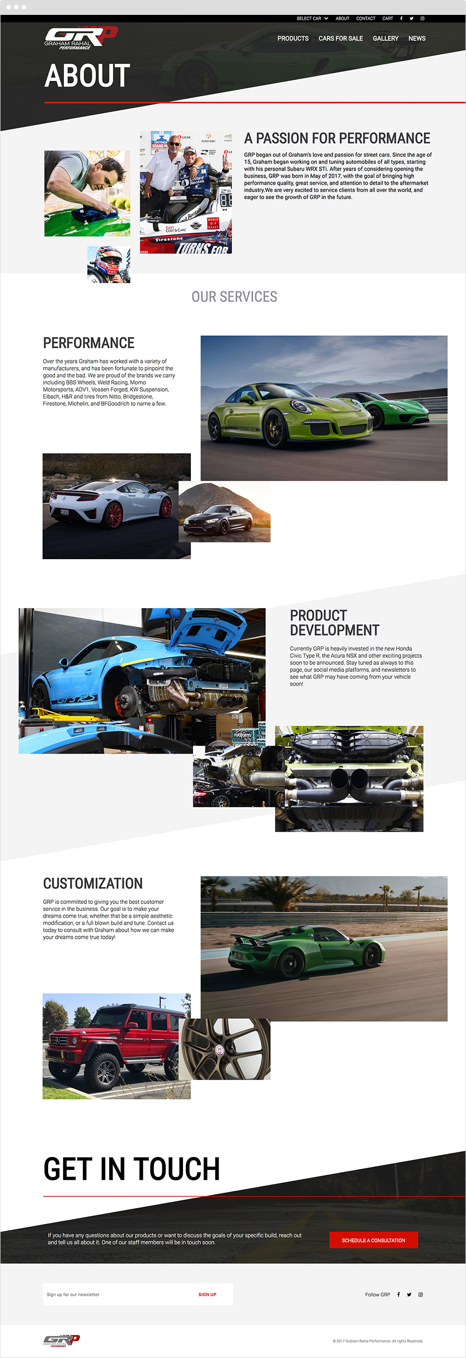 Graham Rahal Performance About Page Design