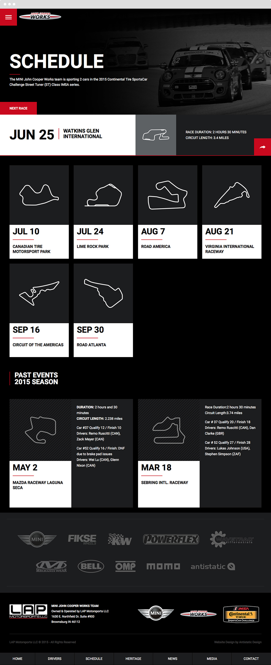 Responsive Web Design & Development for MINI John Cooper Works Team