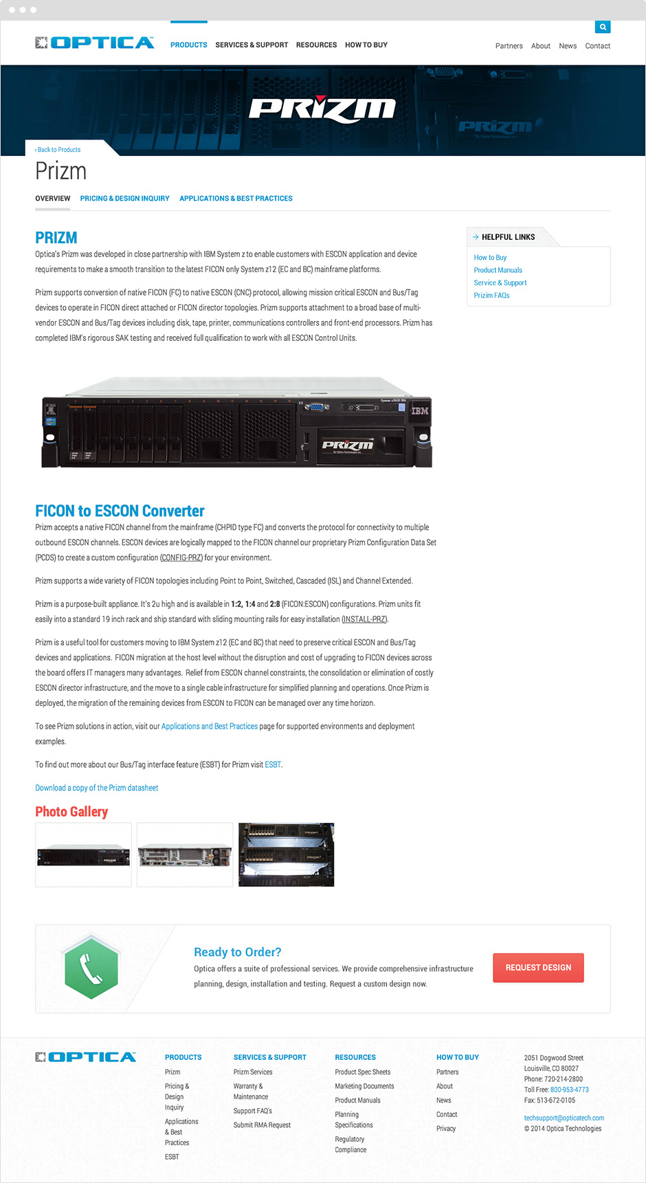 Optica Technologies Prizm Product Detail Page